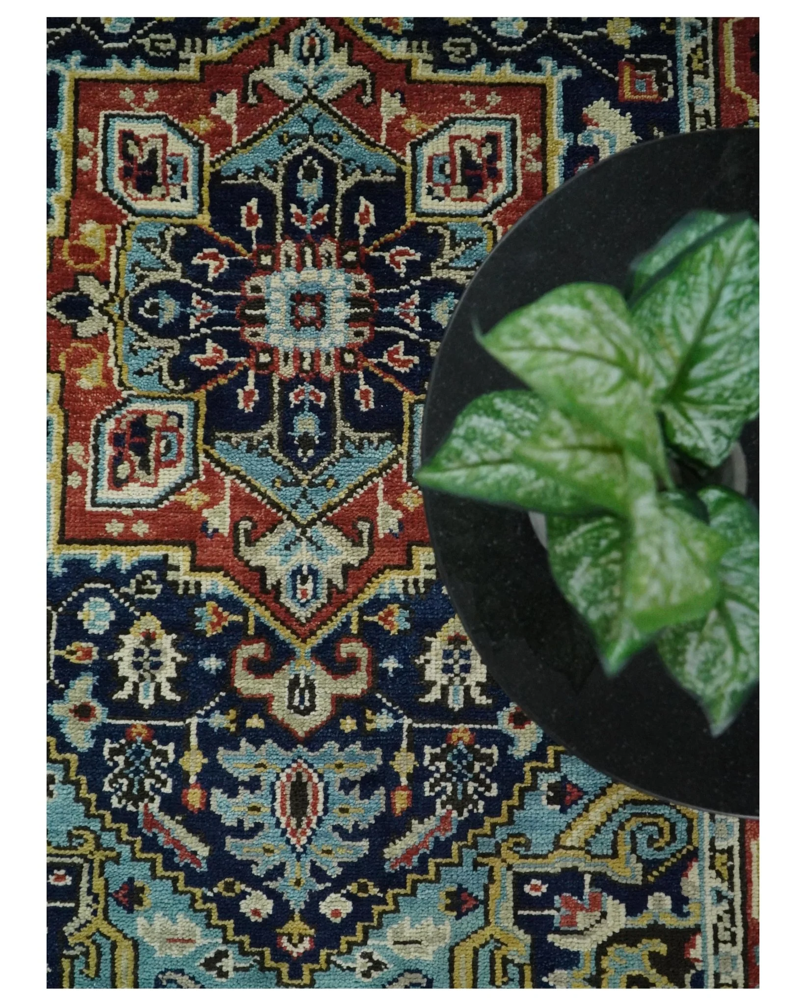 Wool 6x9 Blue and Rust Traditional Persian Antique Area Rug | TRDCP19669 - Image 9