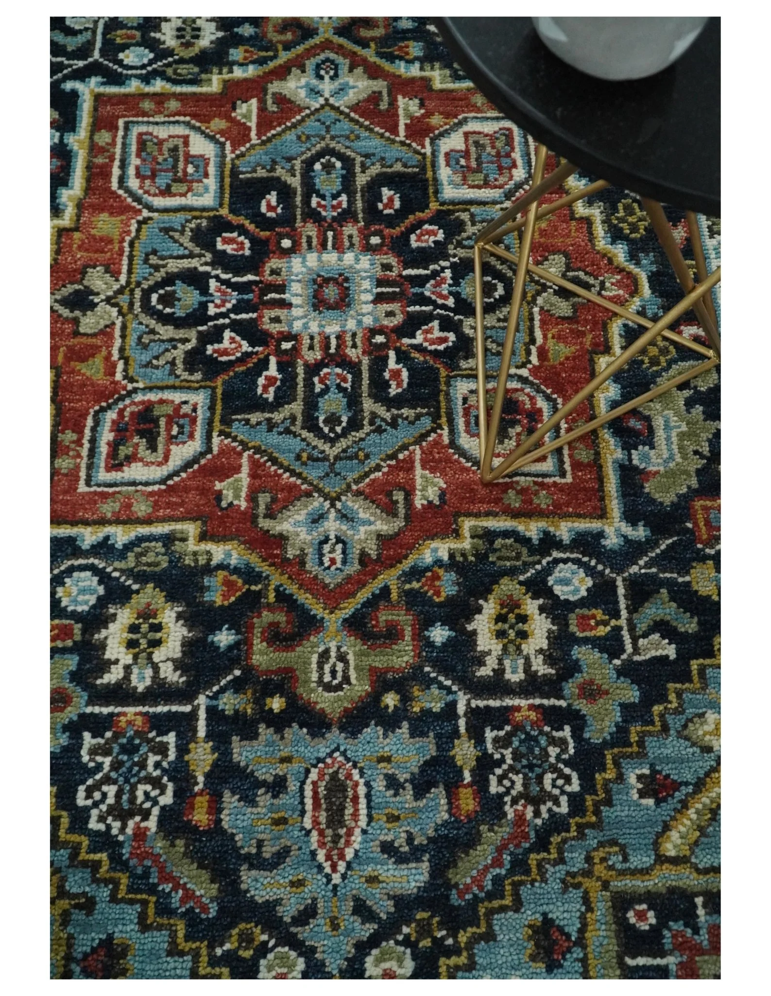 Wool 6x9 Blue and Rust Traditional Persian Antique Area Rug | TRDCP196B69 - Image 3