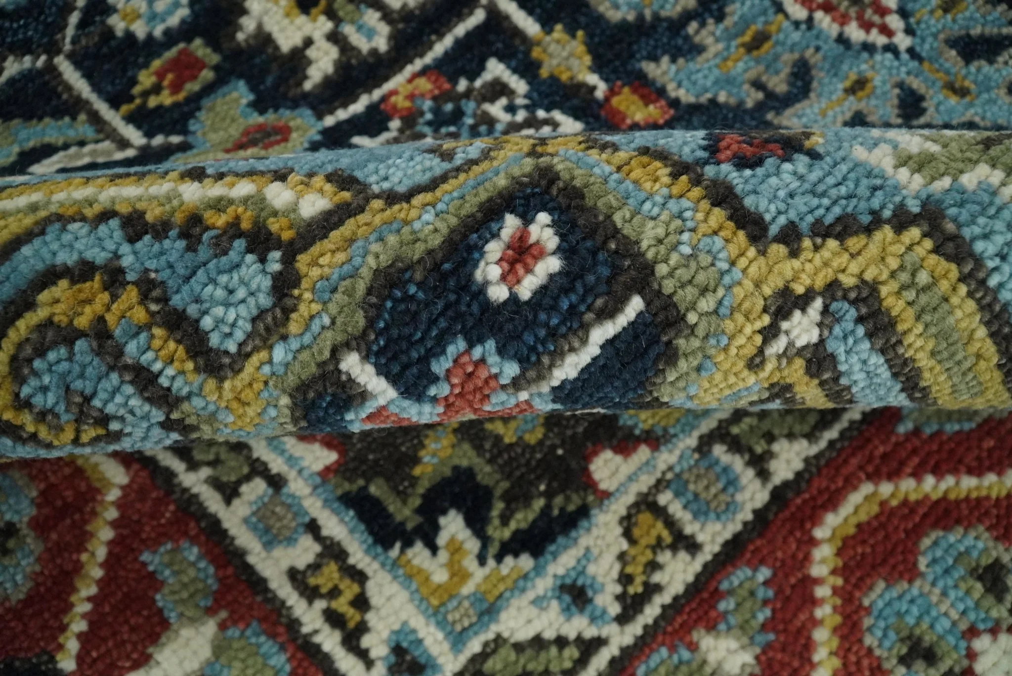 Wool 6x9 Blue and Rust Traditional Persian Antique Area Rug | TRDCP196B69 - Image 5