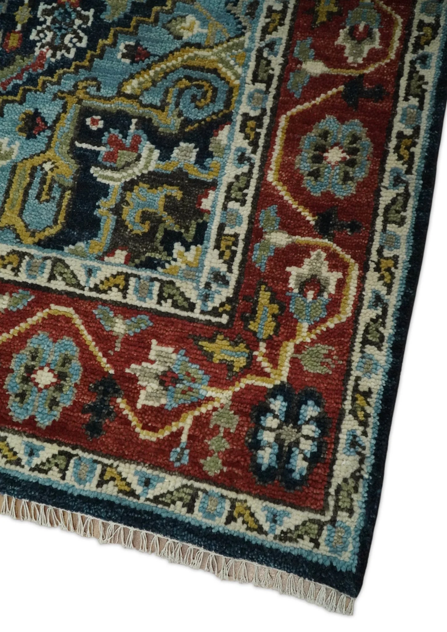 Wool 6x9 Blue and Rust Traditional Persian Antique Area Rug | TRDCP196B69 - Image 6