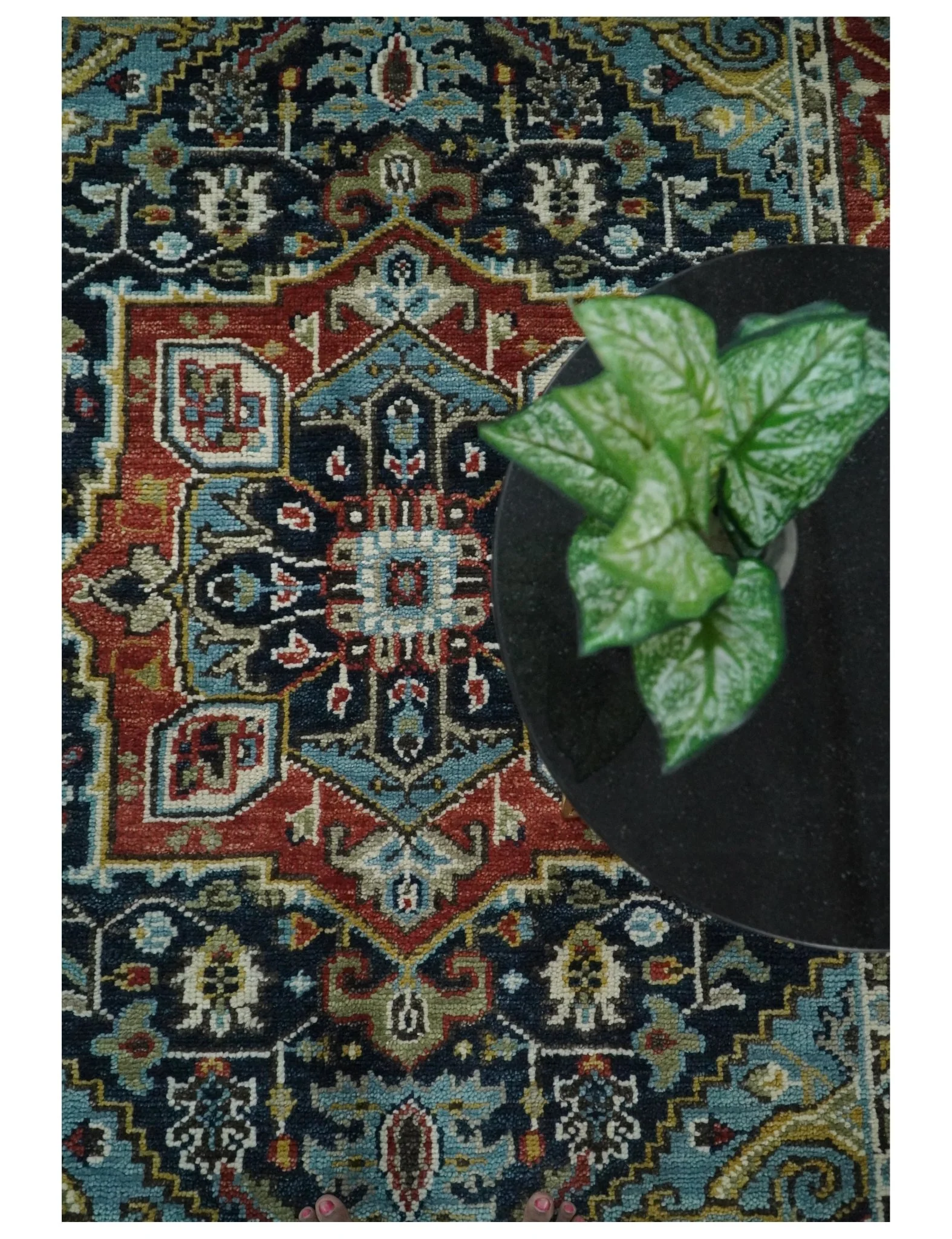 Wool 6x9 Blue and Rust Traditional Persian Antique Area Rug | TRDCP196B69 - Image 7