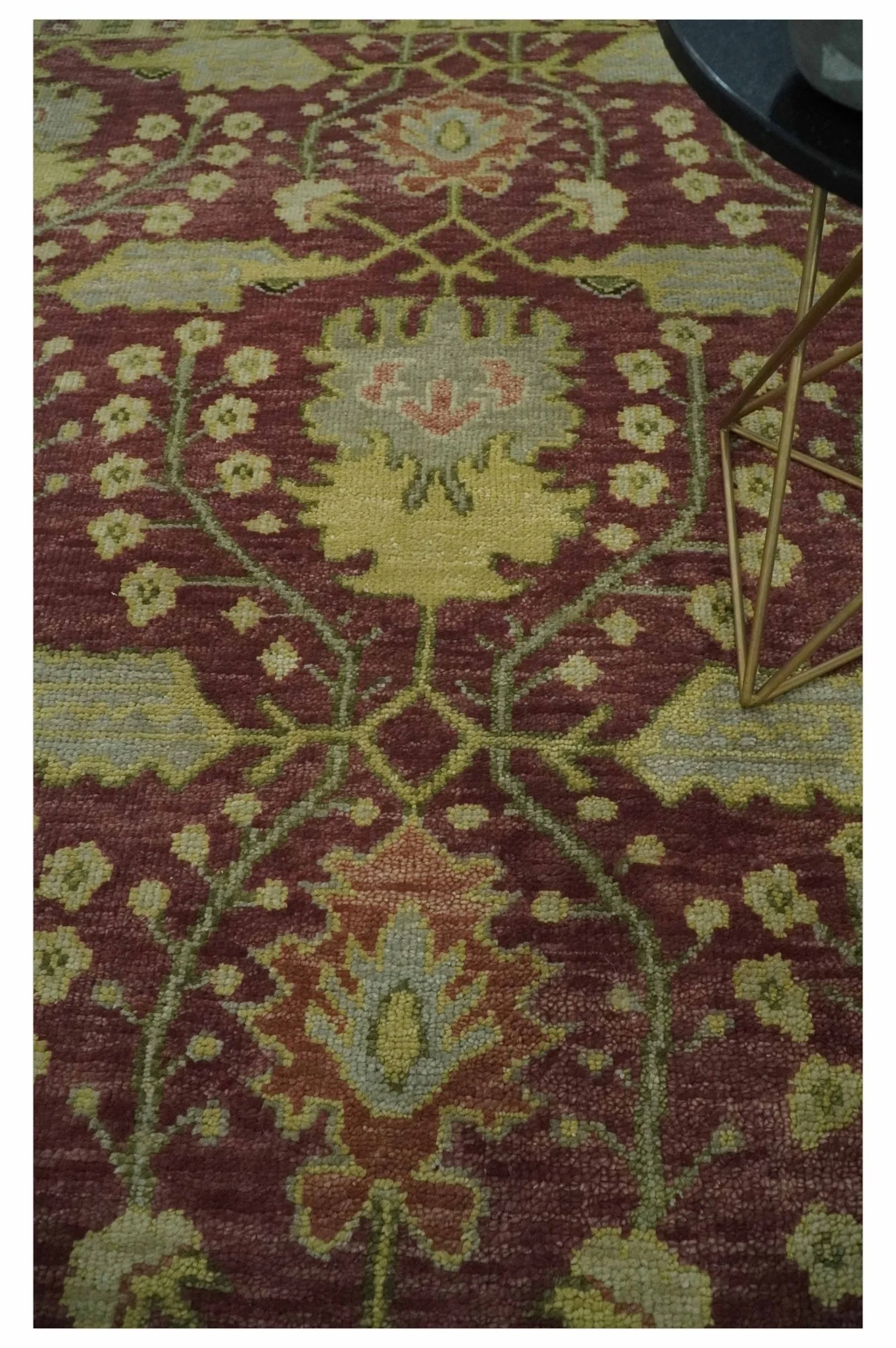 Wool Traditional Brown, Green and Beige 8x10 Floral Hand knotted Oushak Area Rug - Image 2