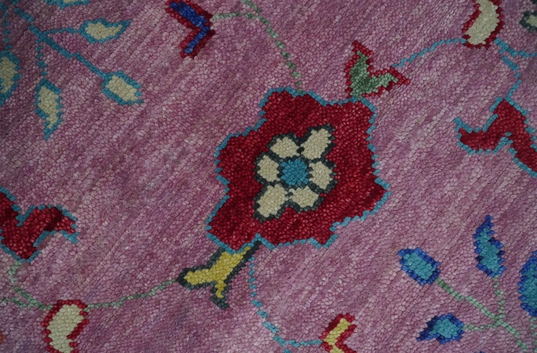 8x10 and 9x12 Wool Traditional Pink, Beige and Blue Vibrant Colorful Hand knotted Oushak Area Rug - Image 4