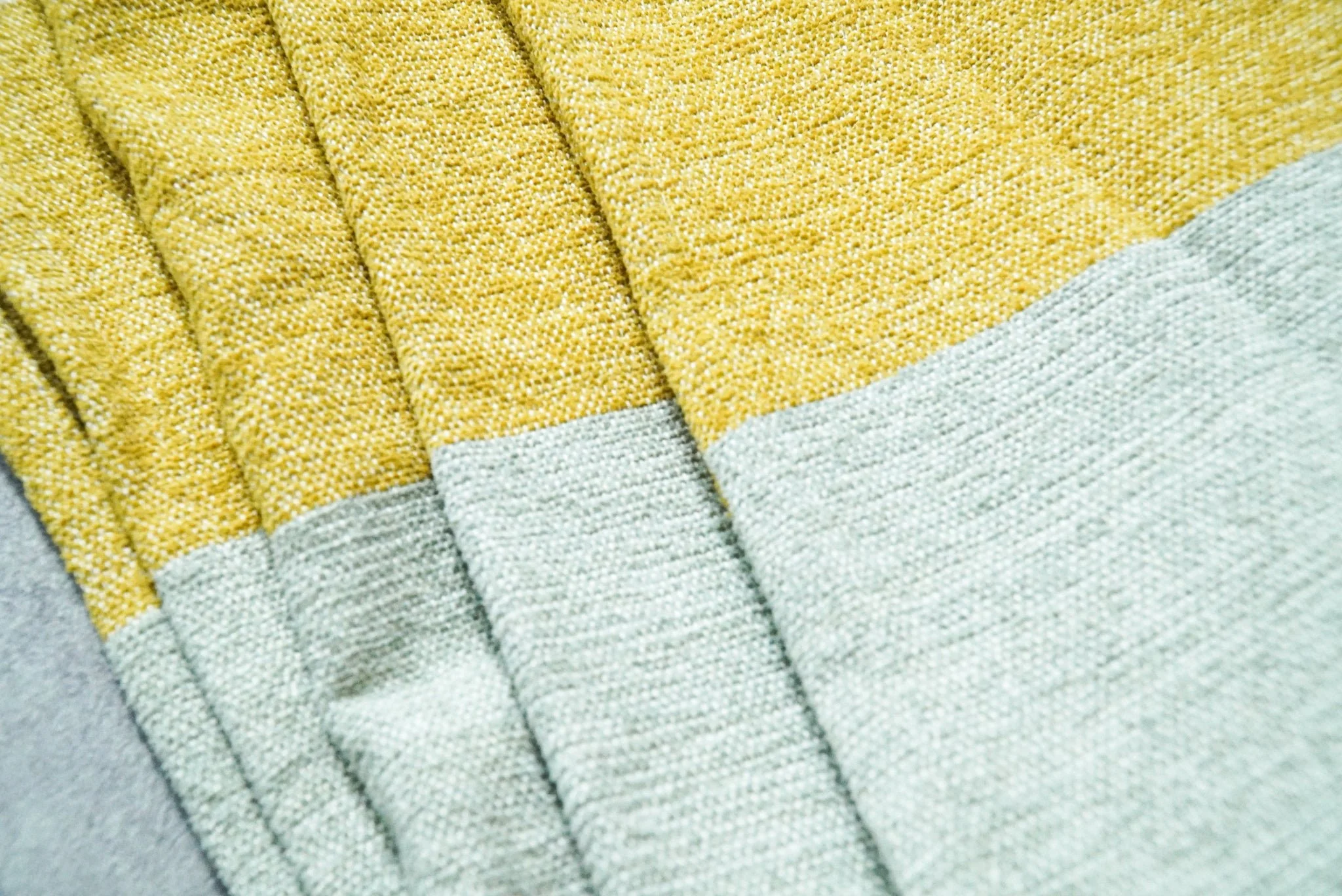 Woven Mint Green, Ivory and Yellow Cotton Throw Blanket - Image 2