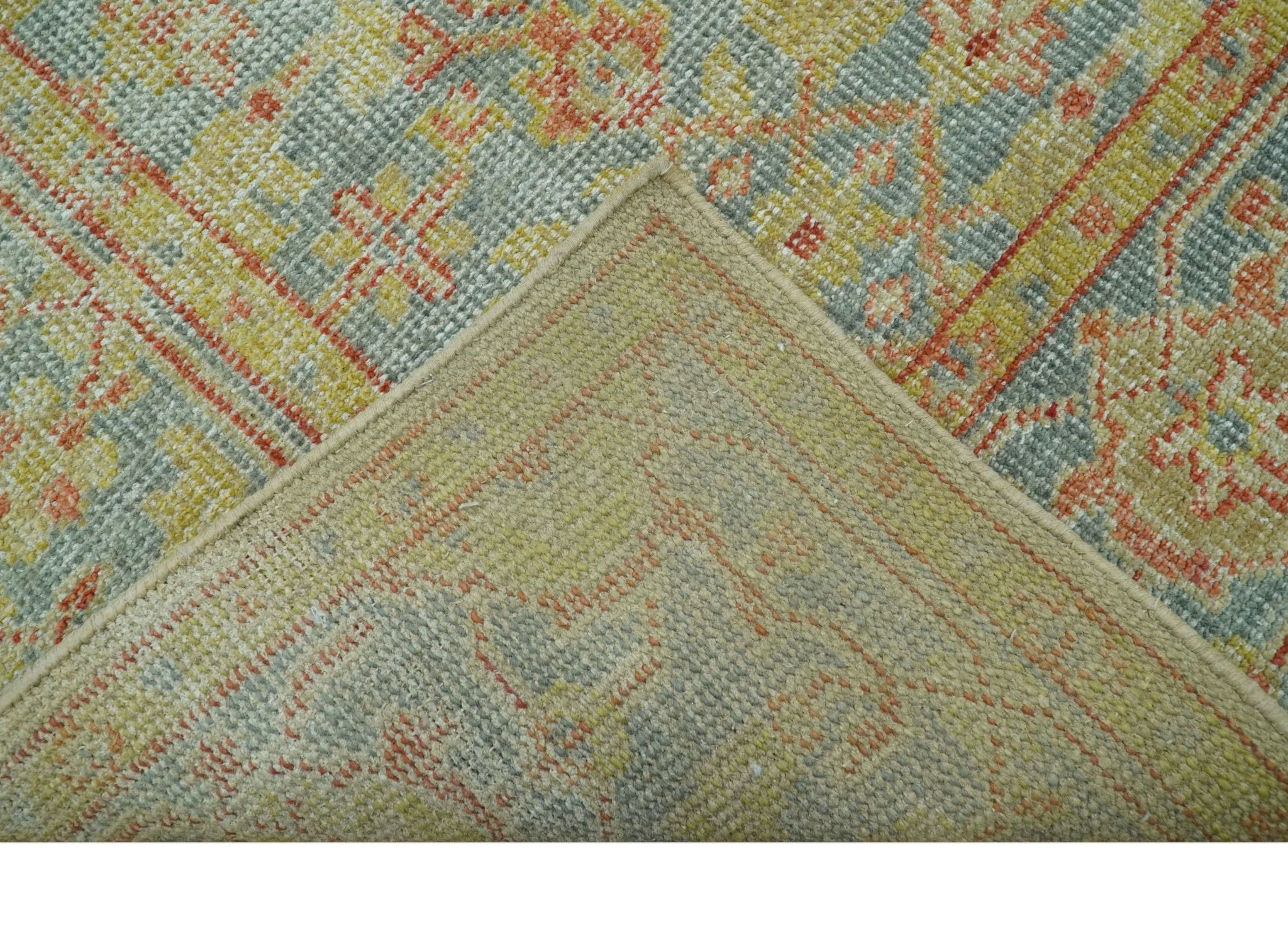 Beige and Rust Traditional Turkish Medallion Hand Knotted 8x10 Wool Area Rug - Image 4