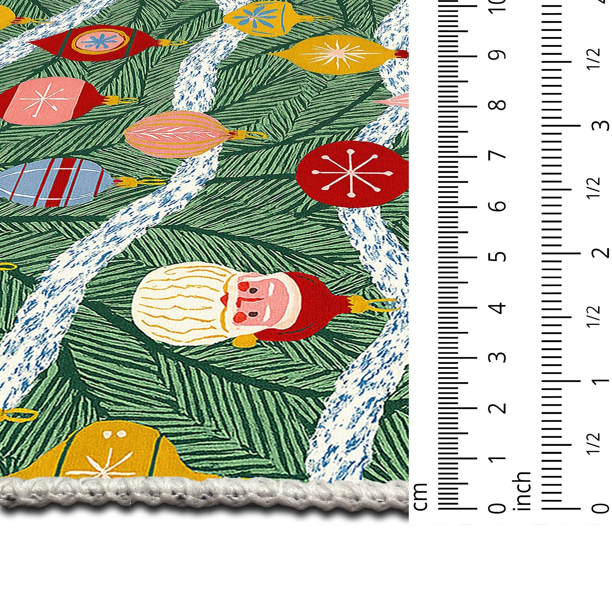 Zailen Christmas Green Machine Washable Cotton Area Rug - Image 7