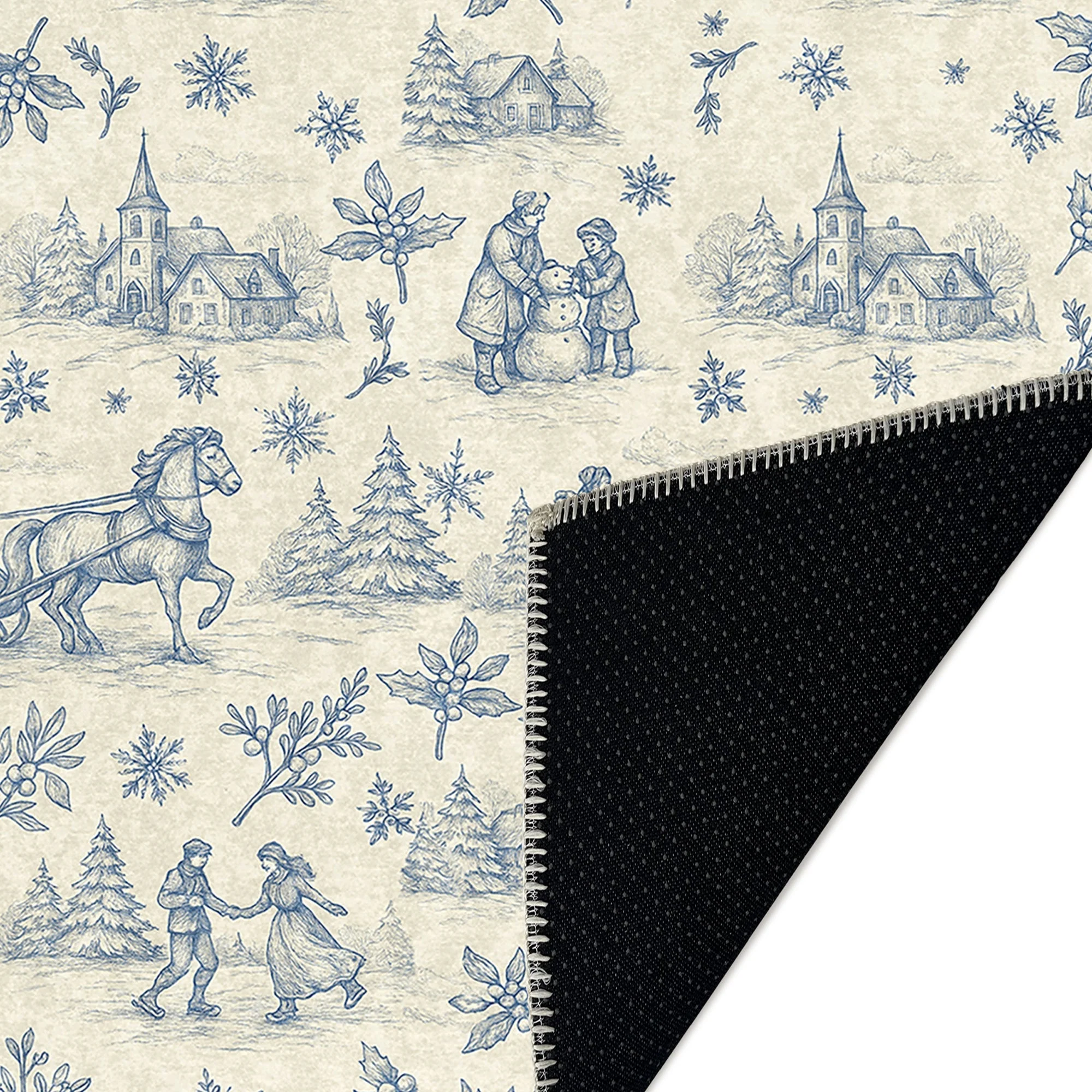 Zavora Christmas Beige Machine Washable Cotton Area Rug - Image 6