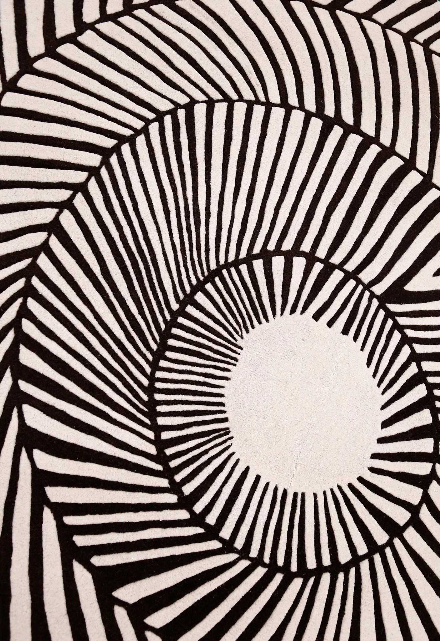 Zebra Orbit Black Hand Tufted 6x6 Wool Area Rug - Image 6