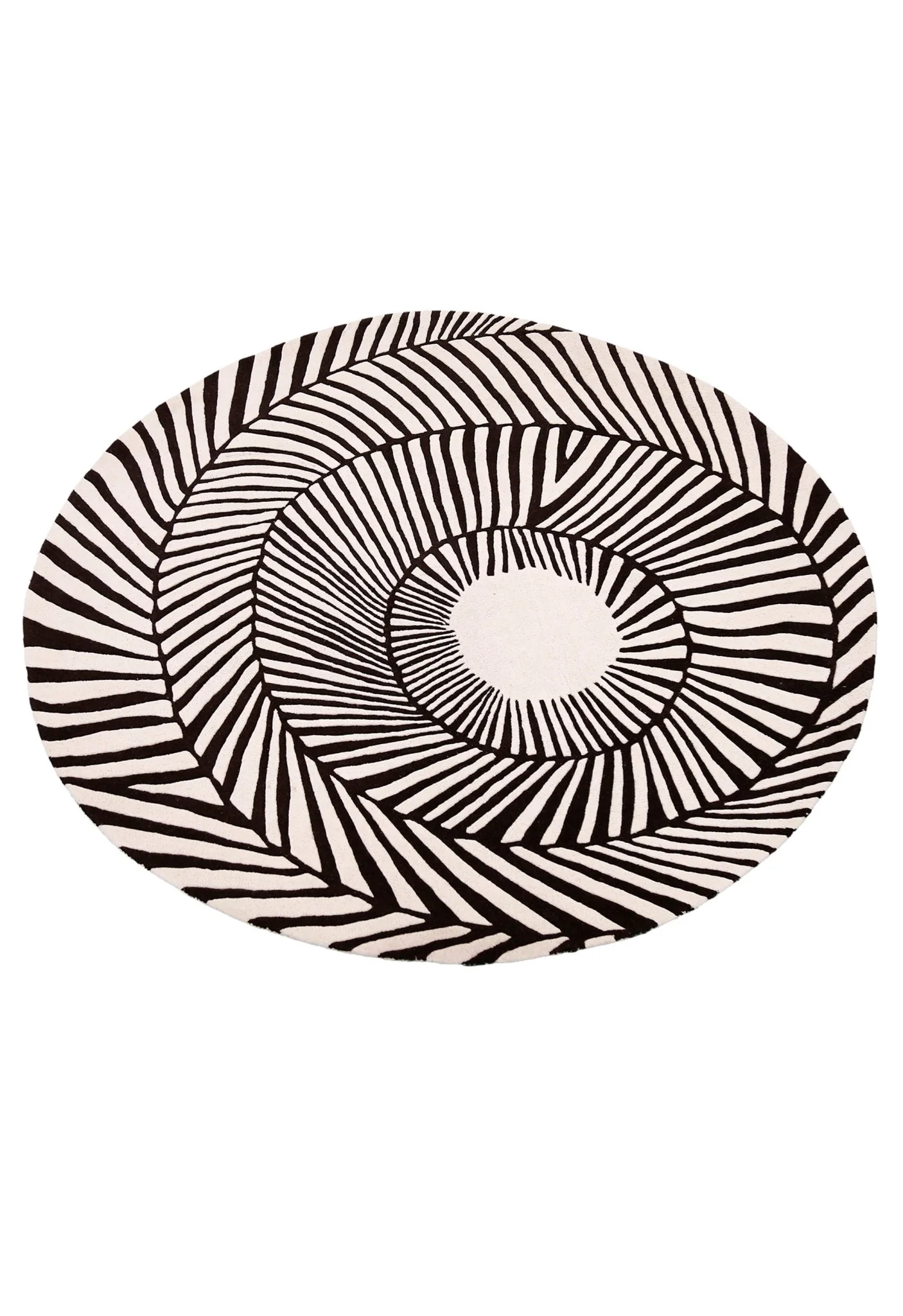 Zebra Orbit Black Hand Tufted 6x6 Wool Area Rug - Image 8