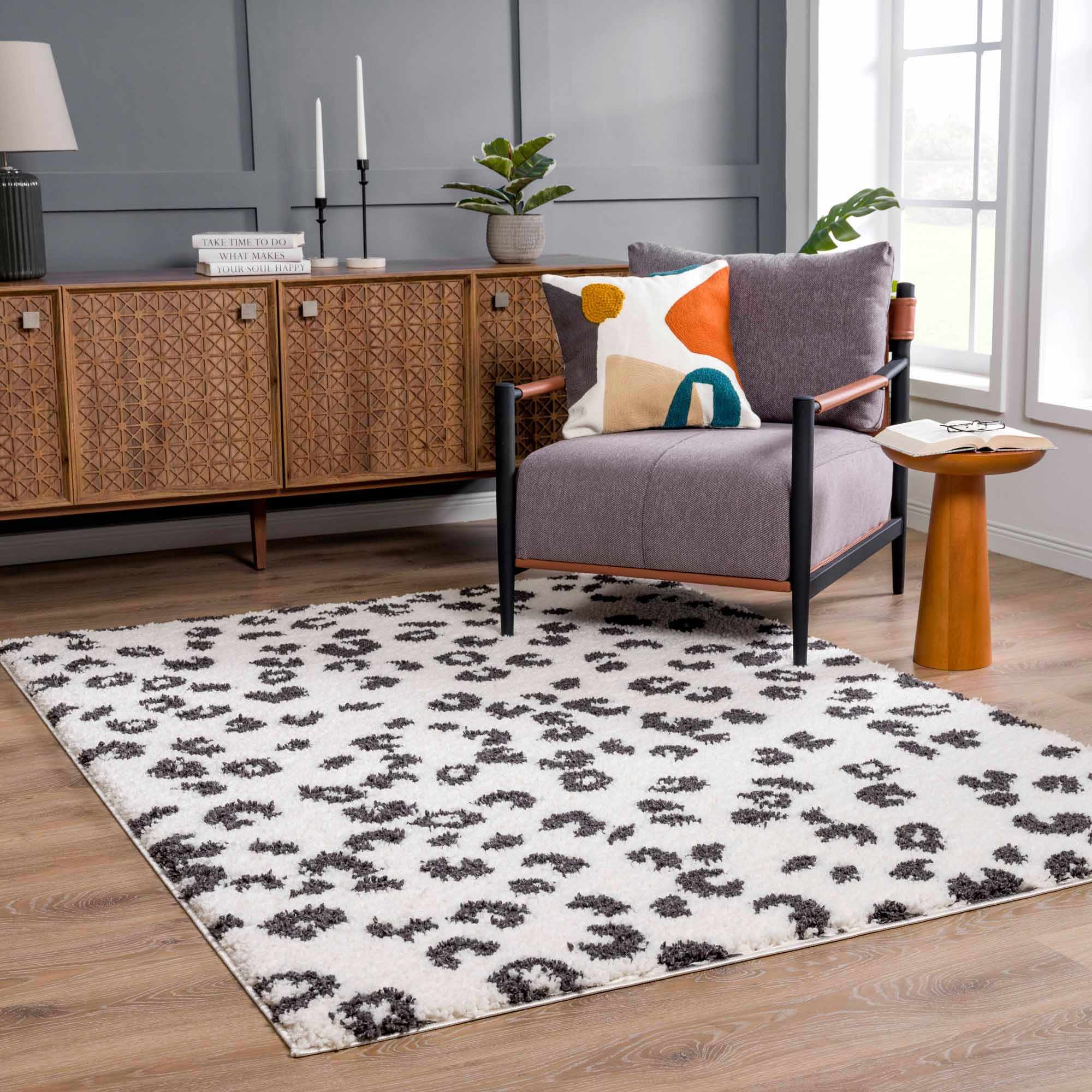Modern Contemporary Antelope Ivory and Black Plush pile Area Rug - Image 15