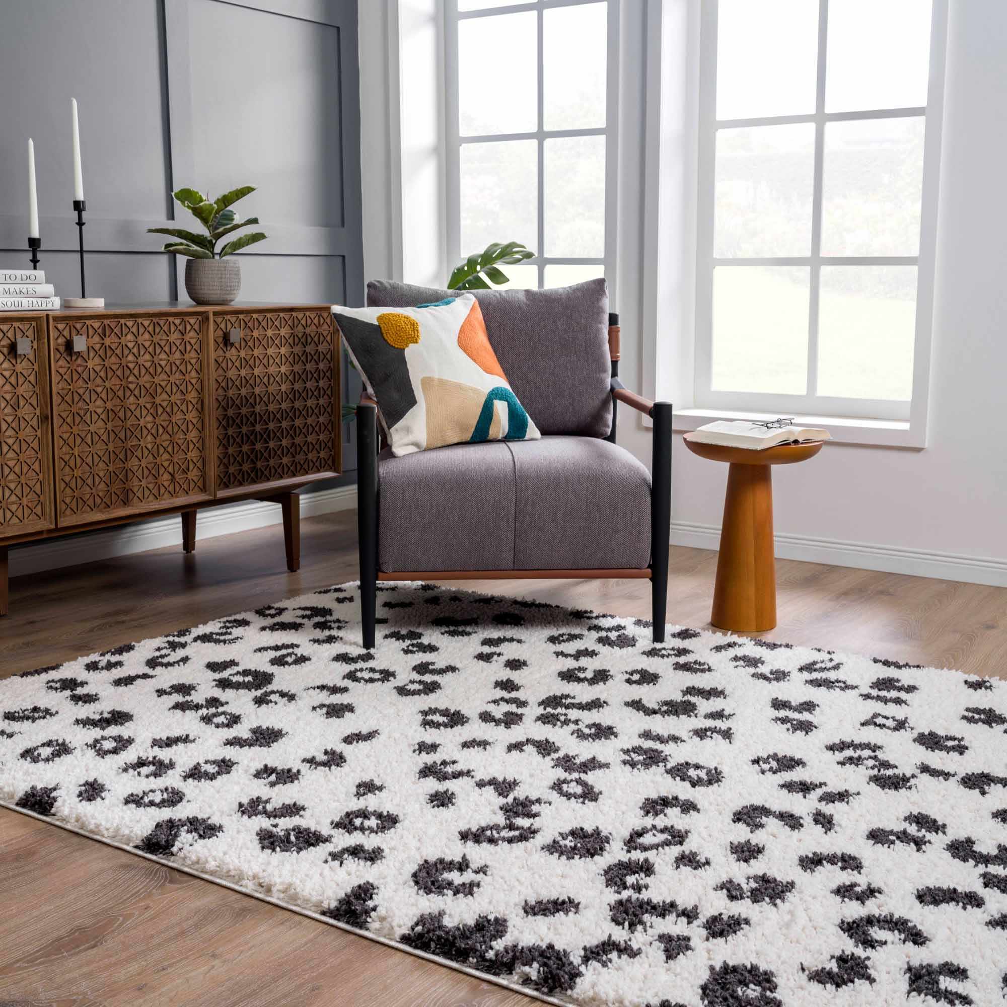 Modern Contemporary Antelope Ivory and Black Plush pile Area Rug - Image 5